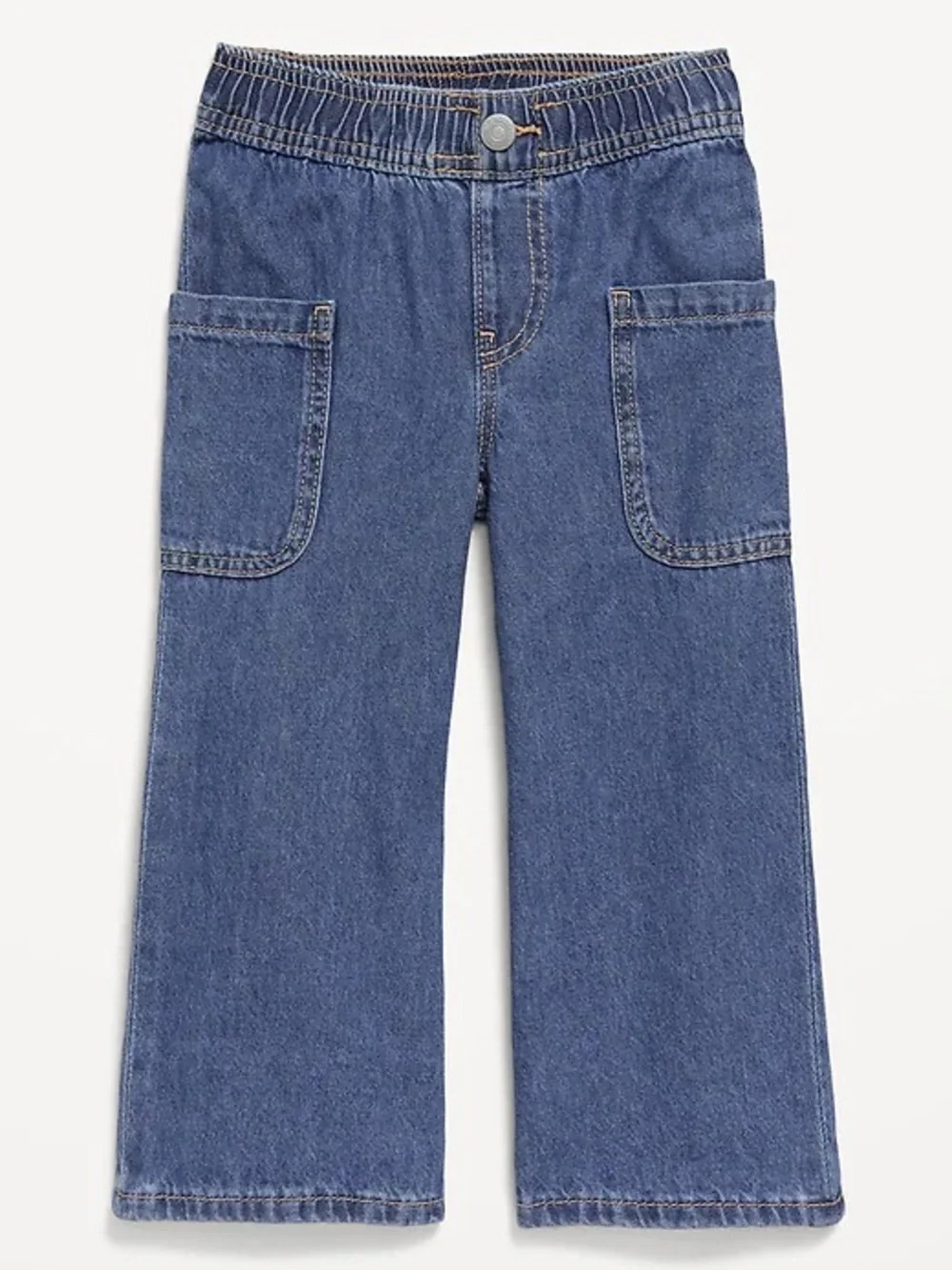 Old Navy Pull-On Baggy Wide-Leg Cargo Jeans Medium Wash 3T